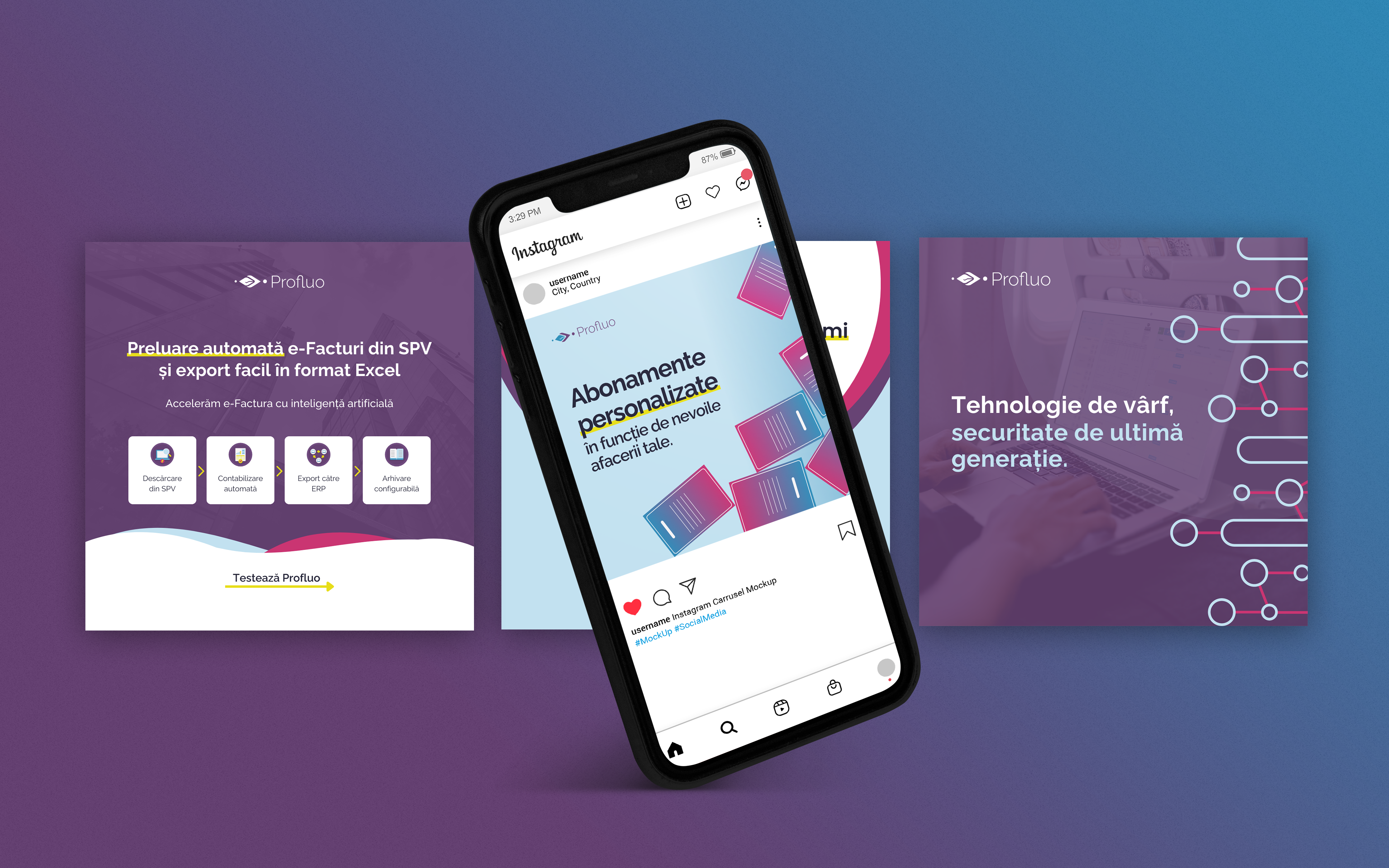 Elite Creactive full-service agency showing Social Media posts created for client Profluo